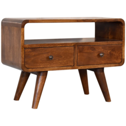 Artisan Furniture Mini Chestnut 2 Drawer Mango Wood Curved Media Unit - thumbnail 3