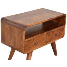 Artisan Furniture Mini Chestnut 2 Drawer Mango Wood Curved Media Unit - thumbnail 4