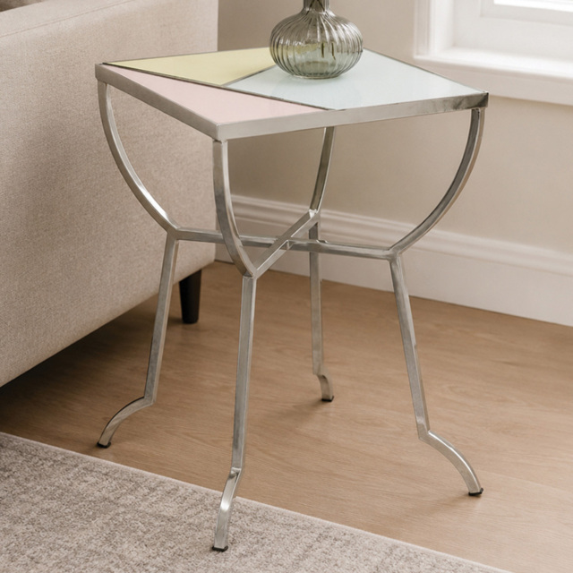 Premier Housewares Arbus Coloured Mirrored Square Side Table - image 1