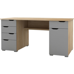 Alphason Kentucky 5 Drawer Office Desk Oak and Grey - thumbnail 2