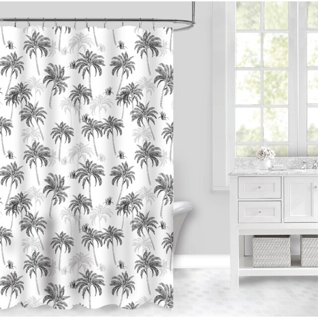 Black and White Palm Tree Shower Curtain 180 x 180cm