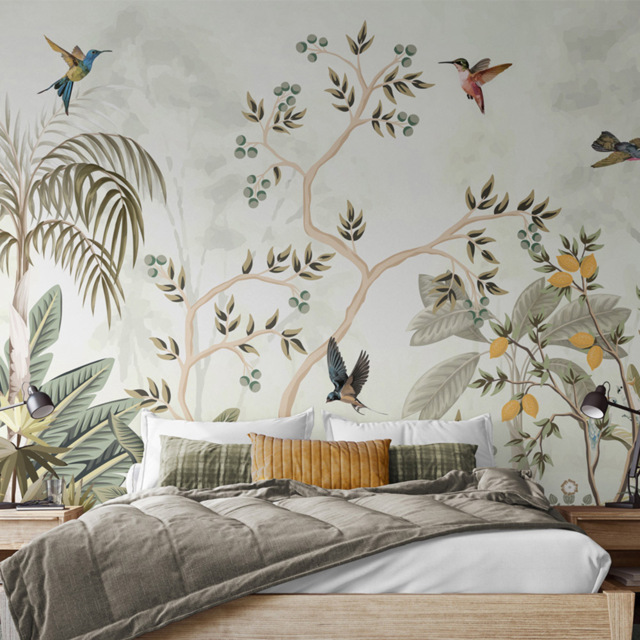 Origin Murals Lemon Tree Forest White and Green Wall Mural - image 1