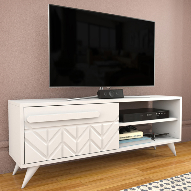 Decorotika Venice White Single Door 2 Shelf TV Unit - image 1