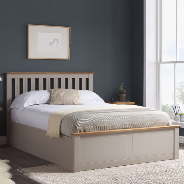 Phoenix Small Double Grey Ottoman Bed - image 1