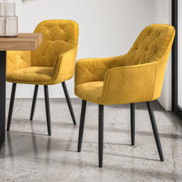 Furniture Online Anika Modern Mustard Velvet Padded Seat Dining Chair Set of 2