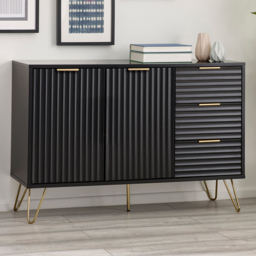 Julian Bowen Murano 2 Door 3 Drawer Matt Black Large Sideboard - thumbnail 1