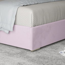 Mayfair Pink Super King Size Velvet Upholstered Metal Bed Frame with Panelled Headboard - thumbnail 4