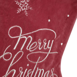 The Seasonal Gift Co. Velvet Pink and Red Merry Christmas Stocking - thumbnail 3