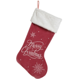 The Seasonal Gift Co. Velvet Pink and Red Merry Christmas Stocking