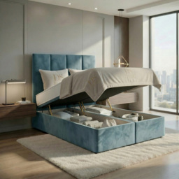 DS Living Harmony Duck Egg Super King Size Plush Velvet Ottoman Bed - thumbnail 2
