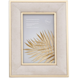 The Port. Co Gallery Neutral Gold Edged Velvet Photo Frame 6 x 4 inch