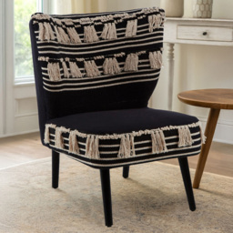 Premier Housewares Cefena Black and White Textured Moroccan Design Chair
