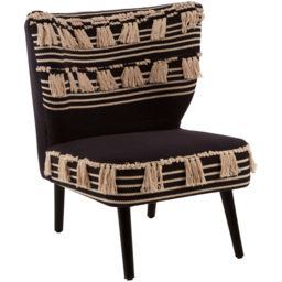 Premier Housewares Cefena Black and White Textured Moroccan Design Chair - thumbnail 2