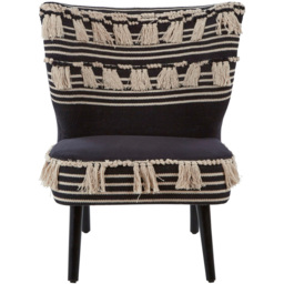 Premier Housewares Cefena Black and White Textured Moroccan Design Chair - thumbnail 3
