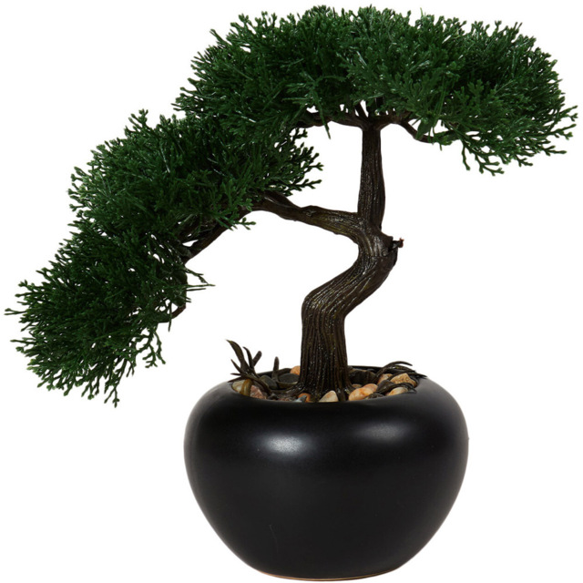 Black Bonsai Tree Artificial Plant in Black Pot 26cm - image 1