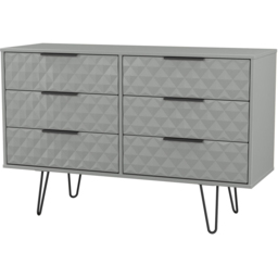 Crowndale Harlequin 6 Drawer Dusk Grey Wide Chest of Drawers Ready Assembled - thumbnail 2
