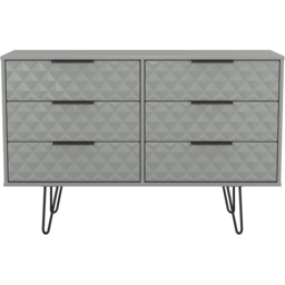 Crowndale Harlequin 6 Drawer Dusk Grey Wide Chest of Drawers Ready Assembled - thumbnail 3
