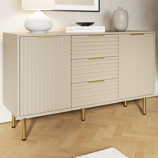 GFW Nervata 2 Door 3 Drawer Cream Sideboard - image 1