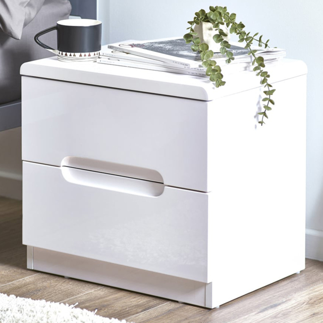 Julian Bowen Manhattan 2 Drawer White Bedside Table - image 1