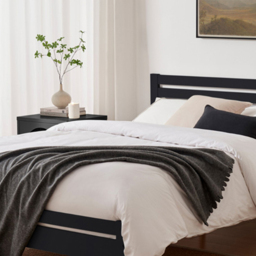 Furniturebox Cadhla King Size Dark Grey Solid Pine Bed Frame - thumbnail 2