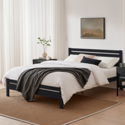 Furniturebox Cadhla King Size Dark Grey Solid Pine Bed Frame - thumbnail 1