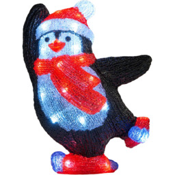 Acrylic Black and White Skating Penguin LED Christmas Decoration 30cm - thumbnail 2