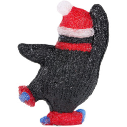 Acrylic Black and White Skating Penguin LED Christmas Decoration 30cm - thumbnail 4