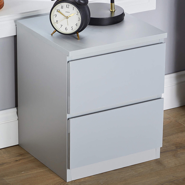 Home Source Lugano Grey 2 Drawer Bedside Cabinet - image 1