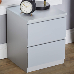 Home Source Lugano Grey 2 Drawer Bedside Cabinet - thumbnail 1