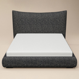 SOLACE+CO Miller Double Black Chenille Bed Frame with Curved Headboard - thumbnail 2