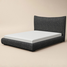 SOLACE+CO Miller Double Black Chenille Bed Frame with Curved Headboard - thumbnail 3