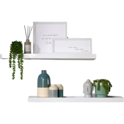 Home Source Cloud White Gloss Floating Shelf 80cm Set of 2 - thumbnail 1