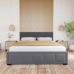 Vida Designs Vanita King Size Dark Grey Fabric Bed with Gel Memory Foam Mattress - thumbnail 3
