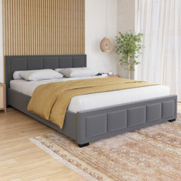 Vida Designs Vanita King Size Dark Grey Fabric Bed with Gel Memory Foam Mattress - thumbnail 1