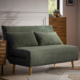 Boston Geo Chenille 2 Seater Sofa Bed - Olive Green - thumbnail 1