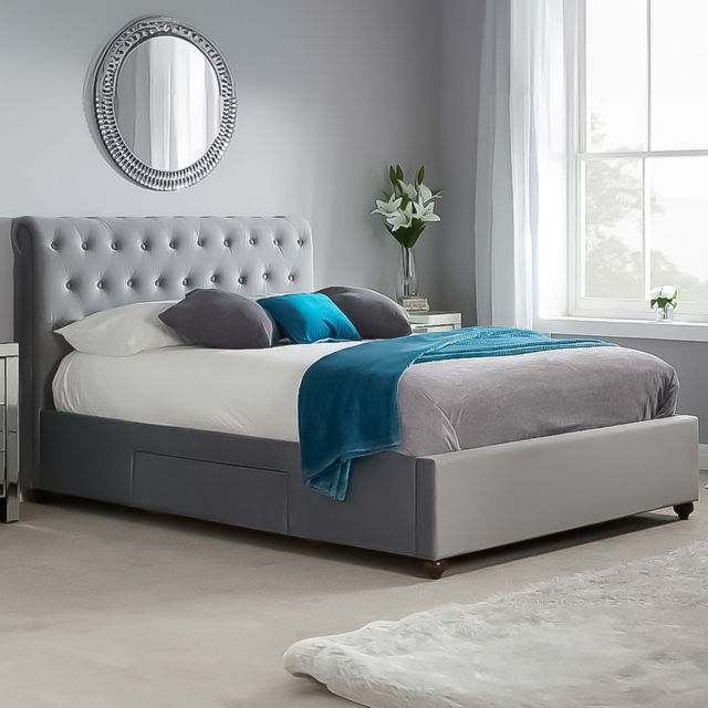 Marlow Grey Velvet Super King Size Bed Frame - image 1