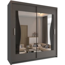 Sliding Wardrobes 4U Batumi Grey 2 Door Compact Curved Mirrored Wardrobe - thumbnail 2