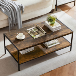 Vida Designs Brooklyn Dark Wood Rustic Industrial Coffee Table - thumbnail 4