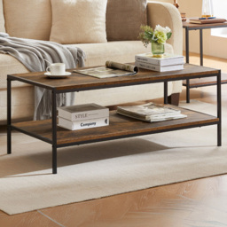 Vida Designs Brooklyn Dark Wood Rustic Industrial Coffee Table - thumbnail 1
