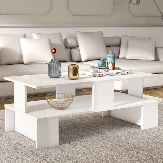 Decorotika Evans White Single Shelf Coffee Table - image 1