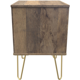 Crowndale 2 Drawer White Matt and Vintage Oak Bedside Table Ready Assembled - thumbnail 4