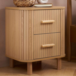 Birlea Axel 2 Drawer Fluted Bedside Table - thumbnail 1