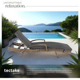tectake Oceane Natural 5 Level Adjustable Aluminium Frame Sun Lounger - thumbnail 4