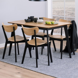 Florence Roxby Oak and Black 4 Seater Dining Set