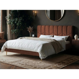 SOLACE+CO Isabela King Size Burnt Orange Chenille Ottoman Bed with Panel Headboard - thumbnail 2