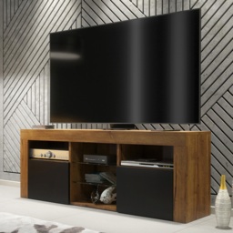 Creative Furniture Pulse Dark Oak and Black Matt 2 Door 5 Shelf TV Unit