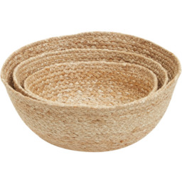 Premier Housewares Natural Round Jute Basket 3 Pack - thumbnail 2