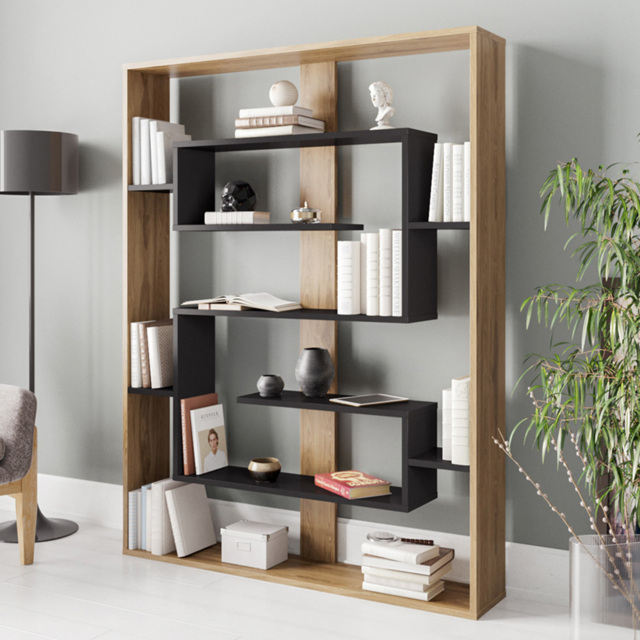 Decorotika Esteban Black and Oud 8 Tier Geometric Bookcase - image 1