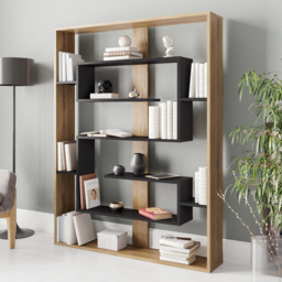 Decorotika Esteban Black and Oud 8 Tier Geometric Bookcase - thumbnail 1