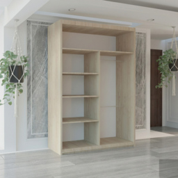 M N Furniture Osaka 2 Door Oak Mirrored Panel Sliding Wardrobe 120cm - thumbnail 3
